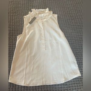 Cream Ruffleneck Sleeveless J Crew Top - Small